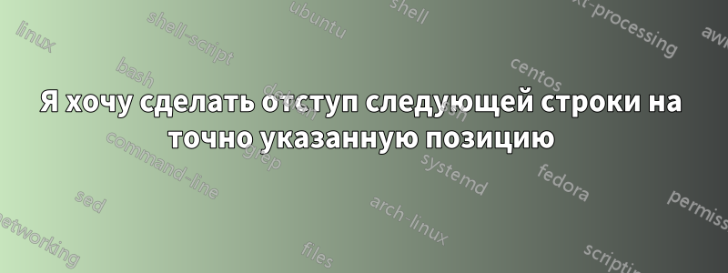 Я хочу сделать отступ следующей строки на точно указанную позицию