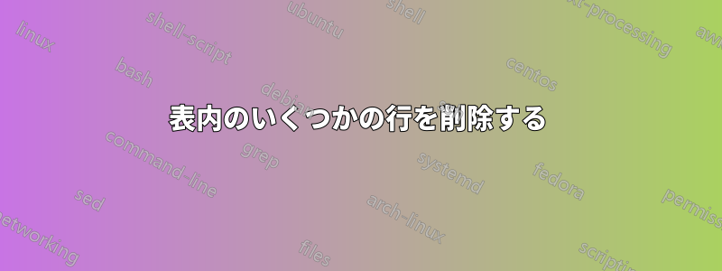 表内のいくつかの行を削除する