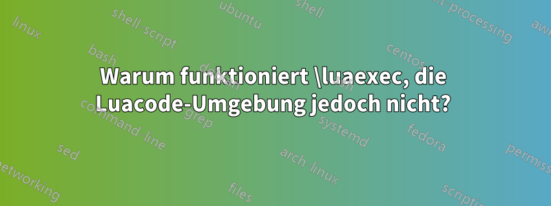 Warum funktioniert \luaexec, die Luacode-Umgebung jedoch nicht?