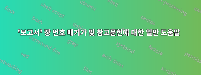 '보고서' 장 번호 매기기 및 참고문헌에 대한 일반 도움말 