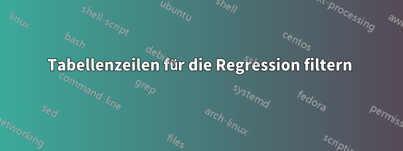 Tabellenzeilen für die Regression filtern