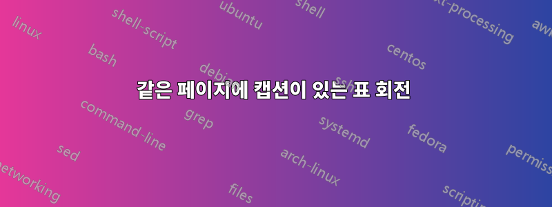 같은 페이지에 캡션이 있는 표 회전