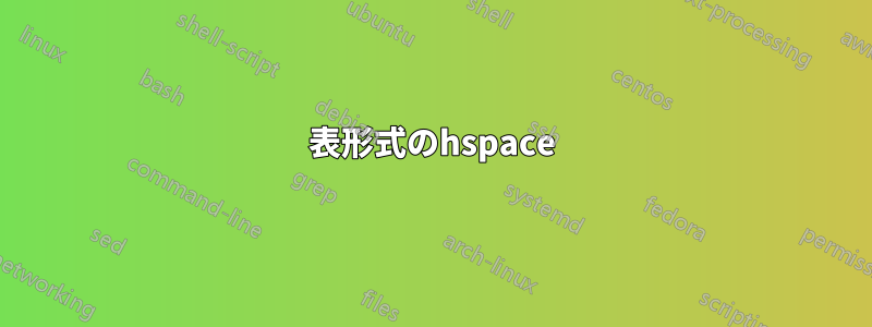 表形式のhspace