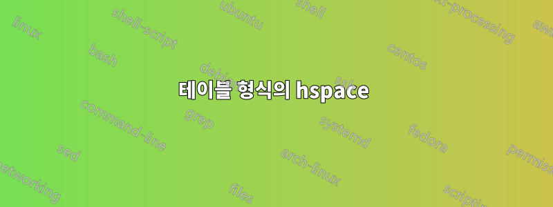 테이블 형식의 hspace