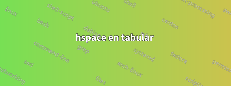 hspace en tabular