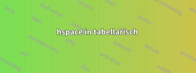 hspace in tabellarisch