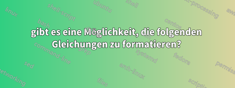 gibt es eine Möglichkeit, die folgenden Gleichungen zu formatieren?