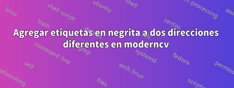 Agregar etiquetas en negrita a dos direcciones diferentes en moderncv