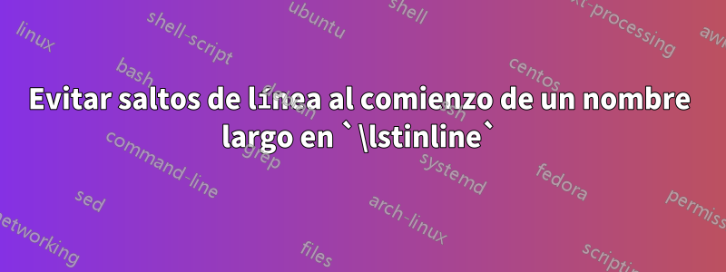 Evitar saltos de línea al comienzo de un nombre largo en `\lstinline`