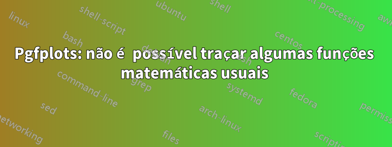 Pgfplots: não é possível traçar algumas funções matemáticas usuais