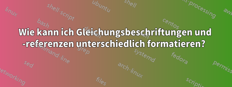 Wie kann ich Gleichungsbeschriftungen und -referenzen unterschiedlich formatieren? 