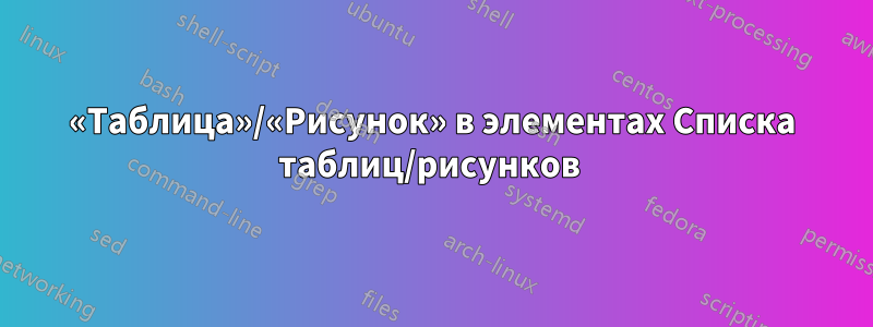 «Таблица»/«Рисунок» в элементах Списка таблиц/рисунков 