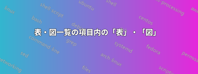 表・図一覧の項目内の「表」・「図」 