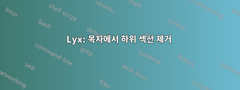 Lyx: 목차에서 하위 섹션 제거