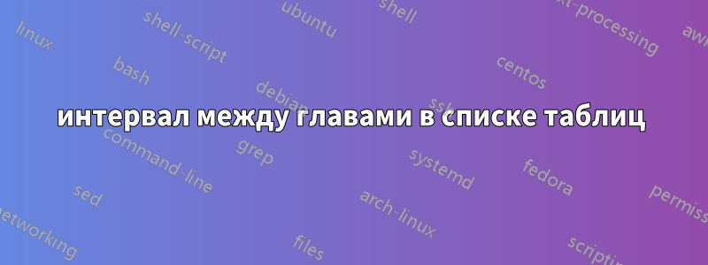 интервал между главами в списке таблиц