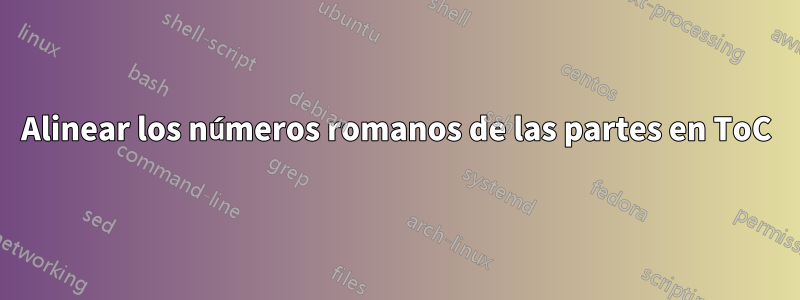 Alinear los números romanos de las partes en ToC