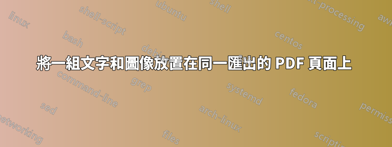 將一組文字和圖像放置在同一匯出的 PDF 頁面上