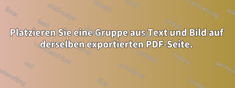 Platzieren Sie eine Gruppe aus Text und Bild auf derselben exportierten PDF-Seite.