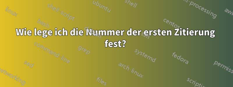 Wie lege ich die Nummer der ersten Zitierung fest?