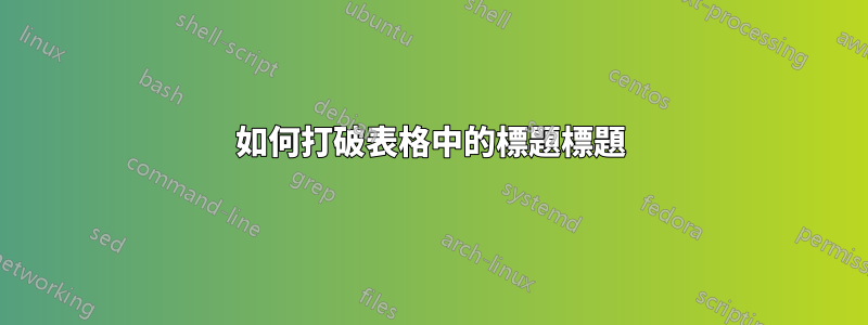 如何打破表格中的標題標題