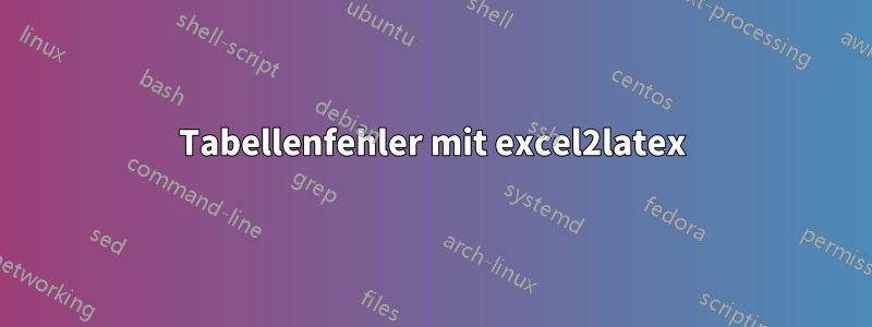 Tabellenfehler mit excel2latex