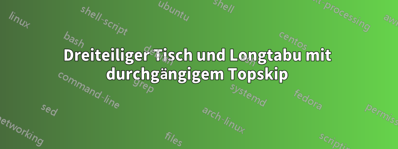 Dreiteiliger Tisch und Longtabu mit durchgängigem Topskip