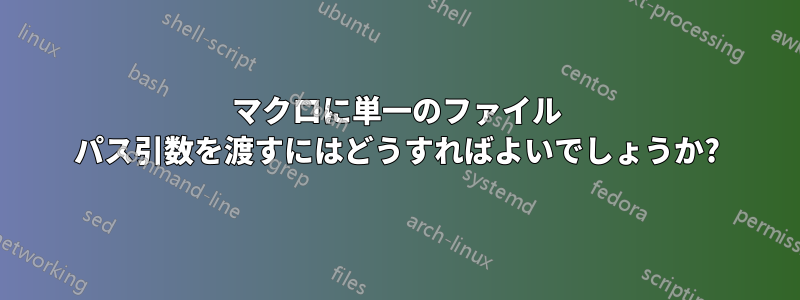 マクロに単一のファイル パス引数を渡すにはどうすればよいでしょうか?