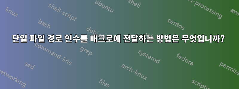 단일 파일 경로 인수를 매크로에 전달하는 방법은 무엇입니까?