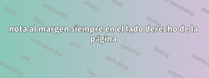 nota al margen siempre en el lado derecho de la página