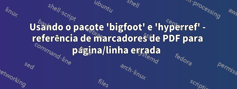 Usando o pacote 'bigfoot' e 'hyperref' - referência de marcadores de PDF para página/linha errada 