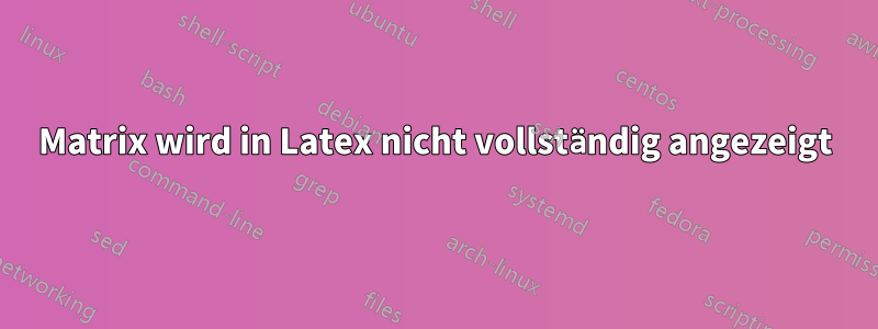 Matrix wird in Latex nicht vollständig angezeigt
