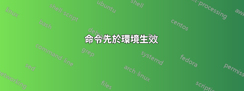 命令先於環境生效
