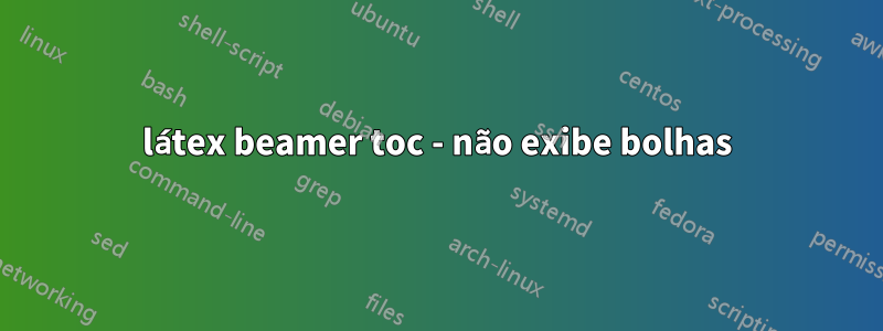 látex beamer toc - não exibe bolhas