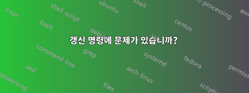 갱신 명령에 문제가 있습니까?
