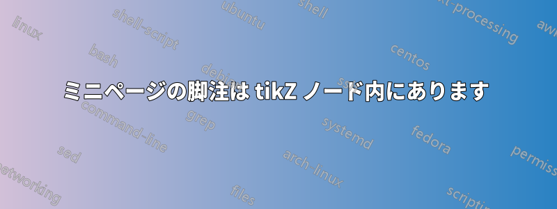 ミニページの脚注は tikZ ノード内にあります