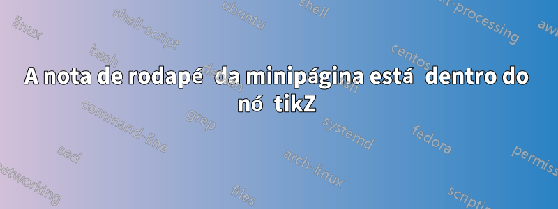 A nota de rodapé da minipágina está dentro do nó tikZ