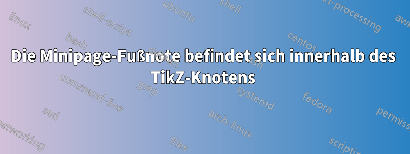 Die Minipage-Fußnote befindet sich innerhalb des TikZ-Knotens