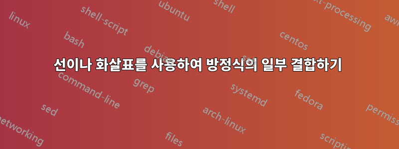 선이나 화살표를 사용하여 방정식의 일부 결합하기