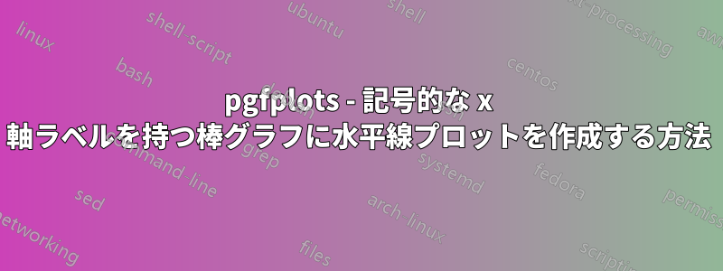 pgfplots - 記号的な x 軸ラベルを持つ棒グラフに水平線プロットを作成する方法