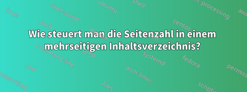 Wie steuert man die Seitenzahl in einem mehrseitigen Inhaltsverzeichnis?