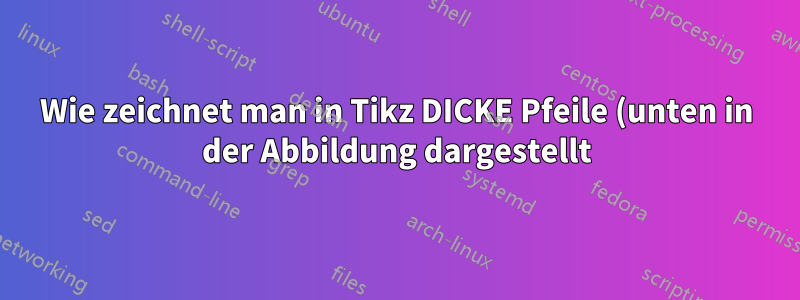 Wie zeichnet man in Tikz DICKE Pfeile (unten in der Abbildung dargestellt)?