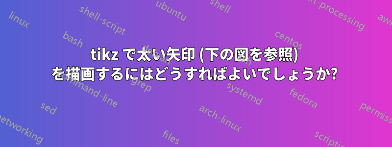 tikz で太い矢印 (下の図を参照) を描画するにはどうすればよいでしょうか?