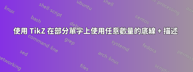 使用 TikZ 在部分單字上使用任意數量的底線 + 描述