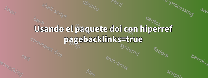 Usando el paquete doi con hiperref pagebacklinks=true