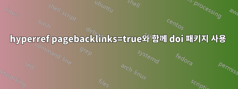 hyperref pagebacklinks=true와 함께 doi 패키지 사용