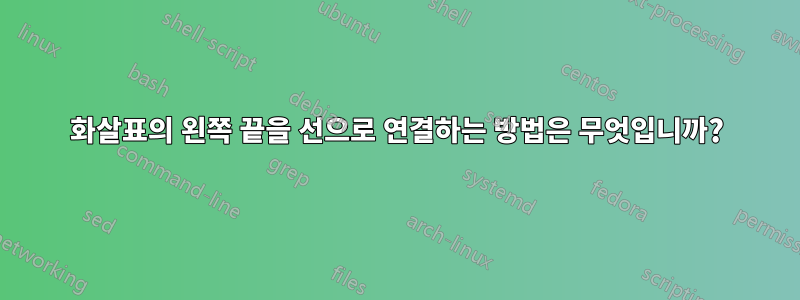 화살표의 왼쪽 끝을 선으로 연결하는 방법은 무엇입니까?