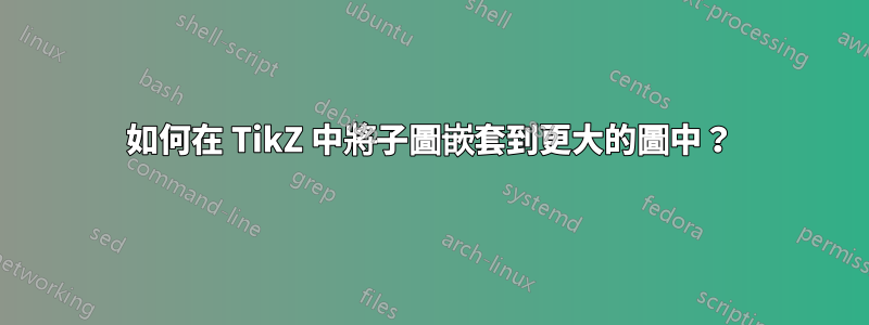 如何在 TikZ 中將子圖嵌套到更大的圖中？