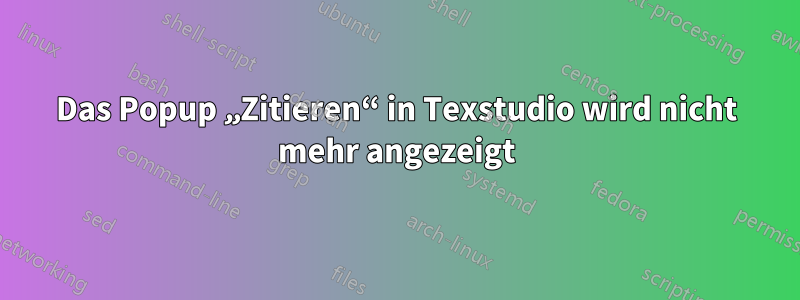 Das Popup „Zitieren“ in Texstudio wird nicht mehr angezeigt