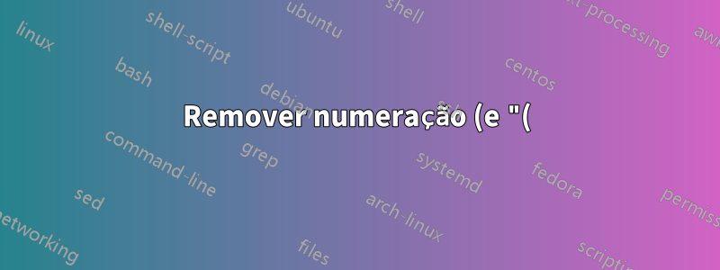 Remover numeração (e "()") em SubFloats (em uma tabela)
