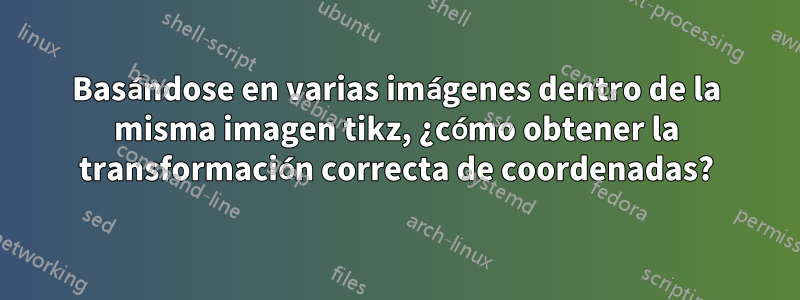 Basándose en varias imágenes dentro de la misma imagen tikz, ¿cómo obtener la transformación correcta de coordenadas?